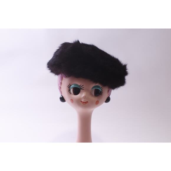 Dark Brown, Fur Hat, Beret, Women\'s, Winter, Classic, Headwear, ~ 251222-WH 871